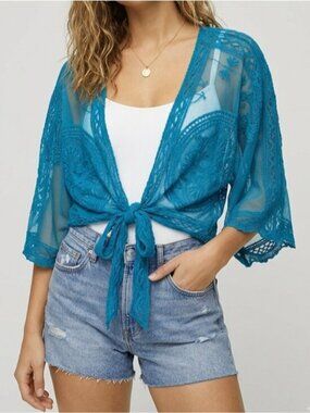 Rachel Zoe Lace Tie Front Wrap Top